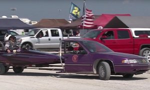 This Half-Car Drag Boat Hauler Looks Like a Death Trap, But the Cool Factor Is High