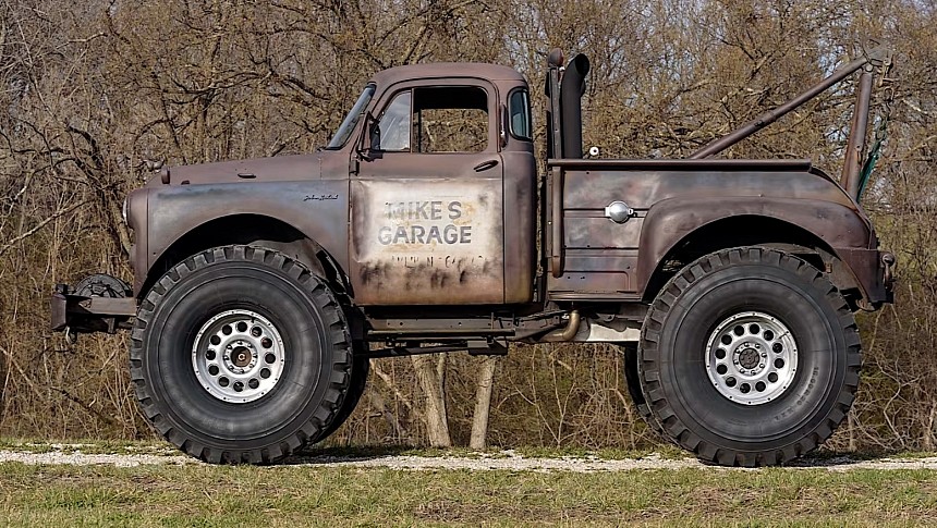1955 Dodge tow truck on 52-inch wheels