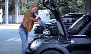 This Is How a Blonde Changes Her Car Oil
