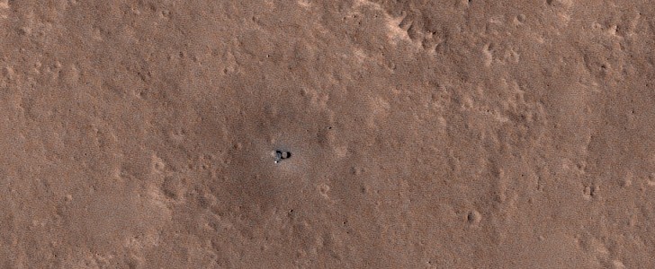 InSight lander covered in dust, as seen from space