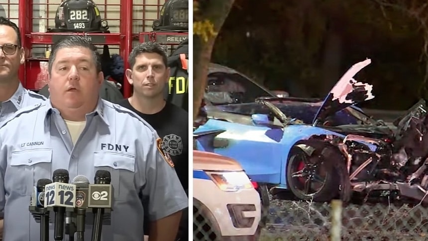 Firefighter saves the life of driver trapped inside Corvette C8