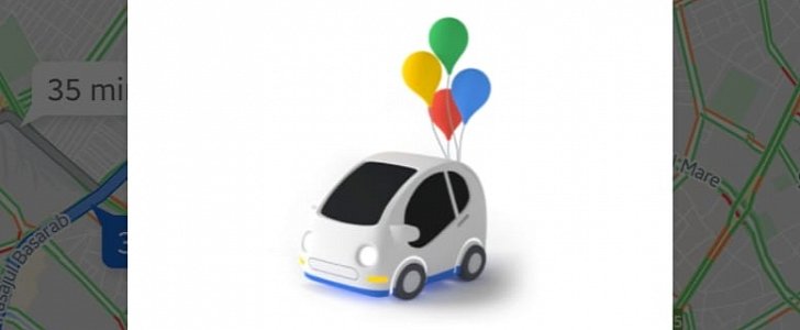 The new Google Maps anniversary car icon