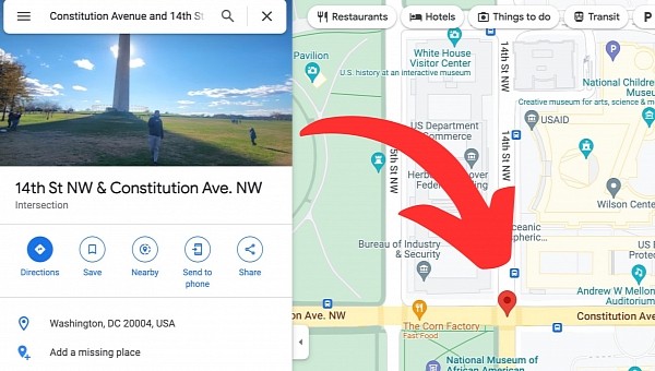 Searching for an intersection in Google Maps