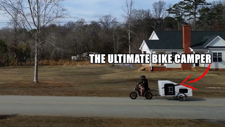 This e-bike trailer is very light, comfortable, cheap, and runs under its own power