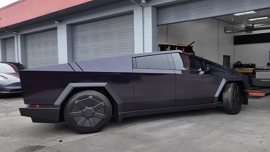 First Tesla Cybertruck in purple