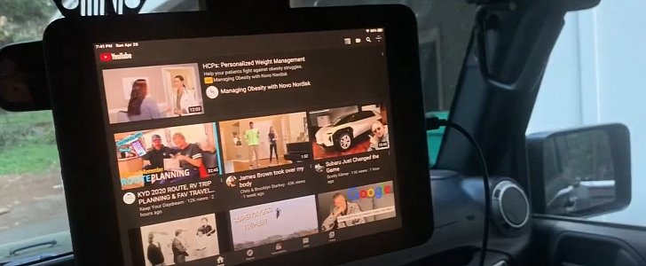 Folding iPad installed in Jeep Wrangler