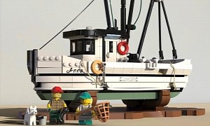 This LEGO Ideas Shrimping Boat Is Highly Detailed and Made to Fit Inside a LEGO City
