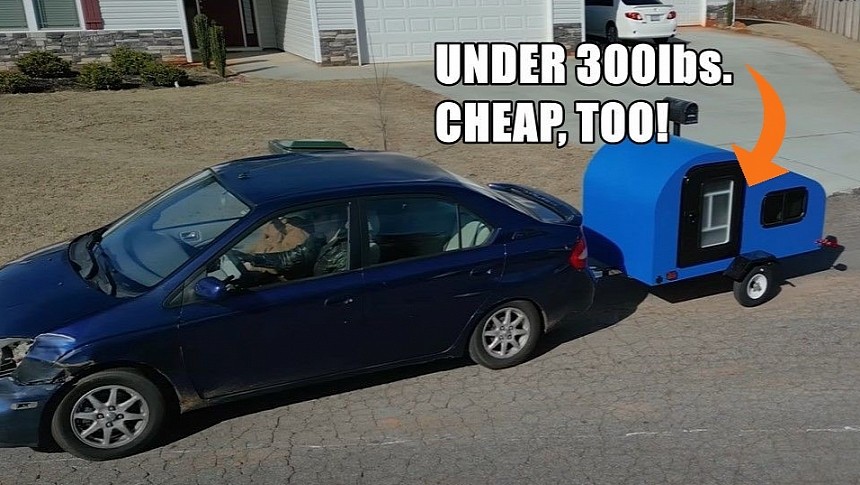 DIY teardrop trailer packs (almost) everything in a very lightweight and cheap package