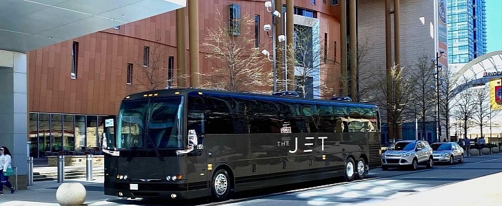The Jet is the most luxurious motorcoach that resembles a private jet and five-star hotel