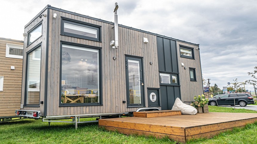 The beautiful Sage tiny home comes with a large terrace 