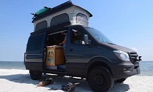 This Mercedes Sprinter Adventure Van Is a Serious Off-Road Rig With a Pop Top Roof Bedroom