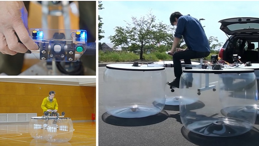 This micro hovercraft is inspired by drones and built with cheap, off the shelf components
