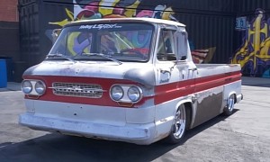 This Mid-Mounted LS-Powered 1962 Chevy Corvair 95 Rampside Makes Donuts Look Easy
