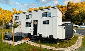 This Modern Tiny House Features an Open Floor Layout and Ample Storage Space