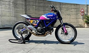 This Modified Ducati Scrambler Is a Race-Ready Flat Tracker Dressed in Playful Livery