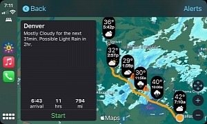 This Navigation App Shows the Weather Forecast Along the Route on CarPlay