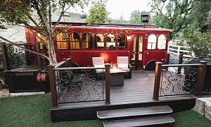 This Once-Working Red Trolley Was Turned Into a Unique Cozy Retreat