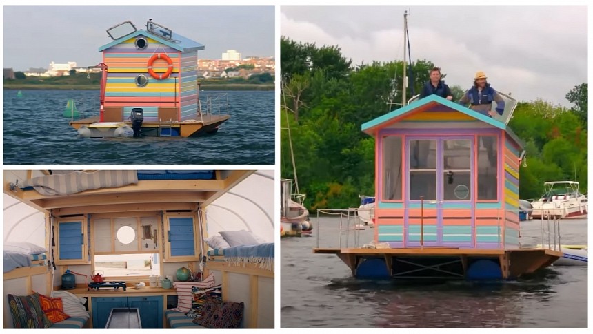 Britain's first floating beach hut came with the country's first lifeboat bathtub