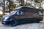 This Rustic Sprinter Camper Conversion Is a Cozy Cabin on Wheels, Features a Wood Burner