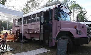 This School Bus Has Been Converted Into a Retro Mobile Home Using Repurposed Materials