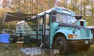 This School Bus Has Been Transformed Into a Spacious RV With a Fully Functional Kitchen