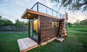 This Shipping Container Was Converted Into a Charming Tiny Home With a Rooftop Deck