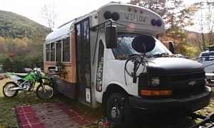This Tiny School Bus Has Been Converted Into a Functional Off-Grid Motorhome