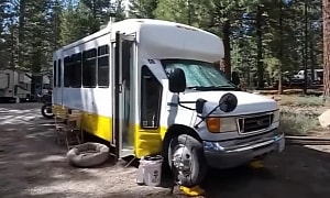This Shuttle Bus Is an Affordable Off-Grid Home on Wheels With a Hidden Bathtub