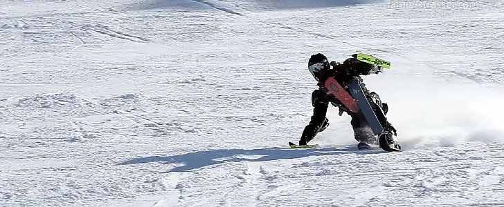 Ski man suit in action