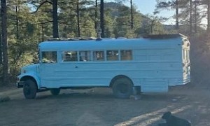 This Skoolie Became a Mobile Home With a Relaxed Rustic Vibe