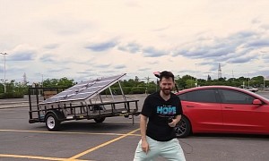This Solar Trailer to Power Your Tesla Looks Horrible But Still Does The Job