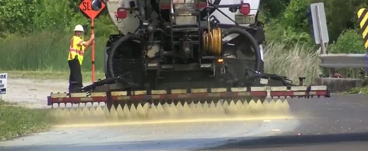 This solution provided by Pavement Technology Inc. acts like a sunscreen for the roads