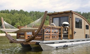 This Stunning Floating House Features a Huge Deck and a Hammock Hanging Over the Water
