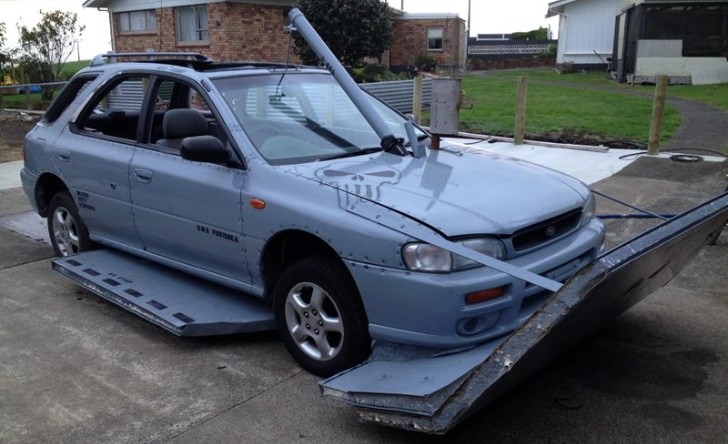 Subaru Impreza Turned into Fish Boat in New Zealand