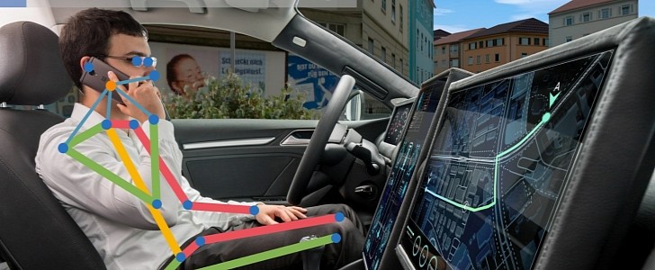 What sensors "see" when a driver uses a mobile phone without a handsfree device