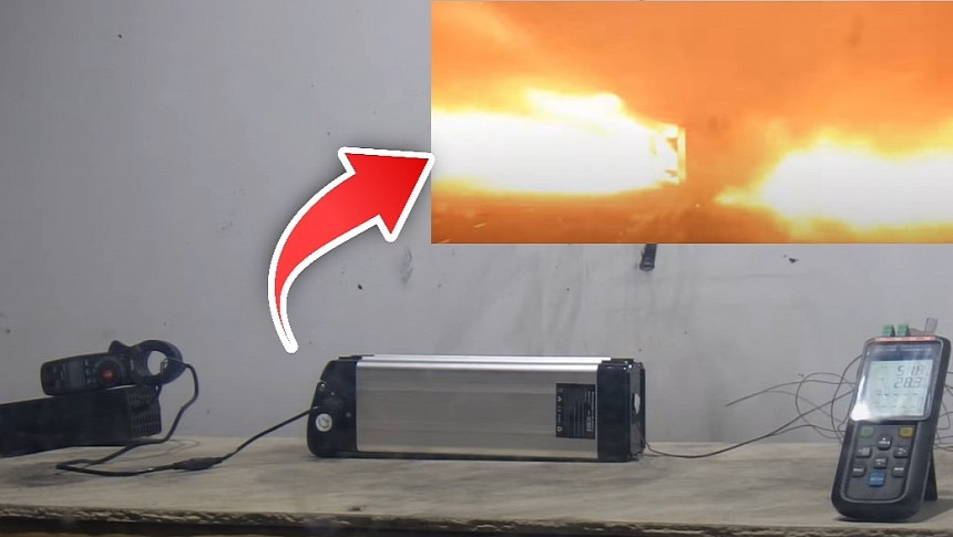 E-bike battery test shows what happens in case of thermal runaway and subsequent explosion