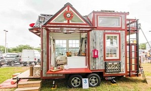 This Tiny Home on Wheels Looks Like a Mini Firehouse, Has a Slide Pole and a Fire Hydrant
