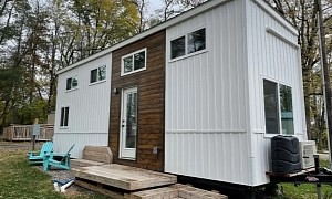 This Tiny House Comes With Two Large Loft Bedrooms and Open-Plan Kitchen and Living Room