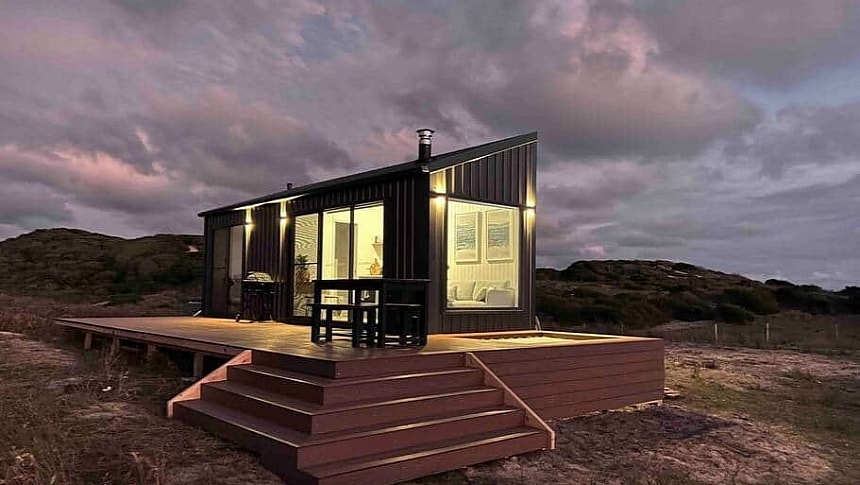 The Red Rock Hut is a stunning custom-built tiny home retreat in Tasmania
