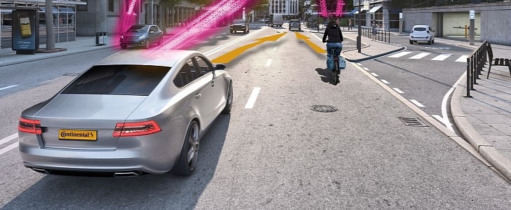 Deutsche Telekom and Continental are developing a collision warning system for cars and cyclists.