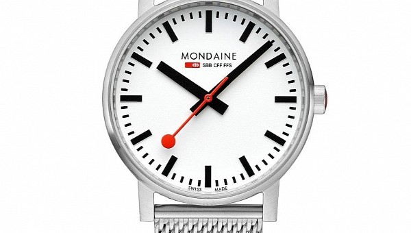 The new Evo2 watch is a modern reinterpretation of the iconic Mondaine Swiss Railway watch