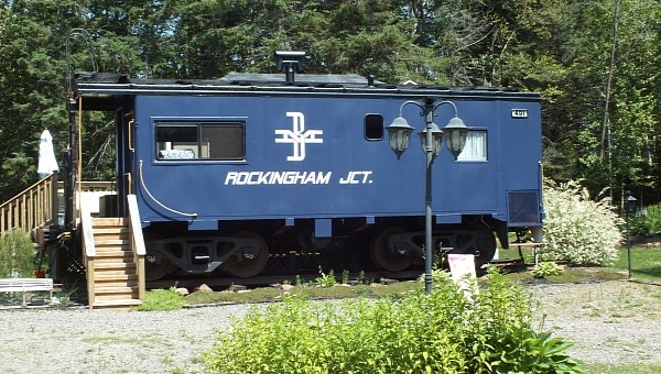 The Blue Caboose used to be part of a tourist vintage train in New Hampshire