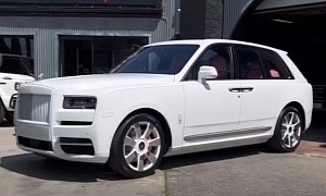 This White Rolls-Royce Cullinan Hides a Pastel Pink Interior, It's Bubble Gum Madness