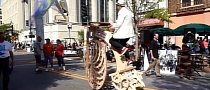 This Wooden Kinetic Sculpture Is in Fact a Penny-Farthing with Mechanical Legs