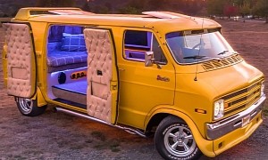 This Yellow Dodge Van's Interior Gives an 80s Vibe for When You’re Feeling Nostalgic