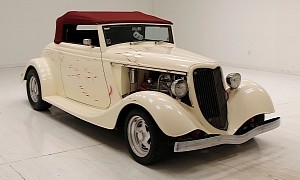 Those Are Not Stains on This Fiberglass 1934 Ford, But Fancy Burgundy Flames