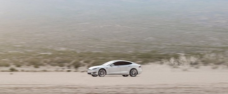 Tesla Model S in the desert