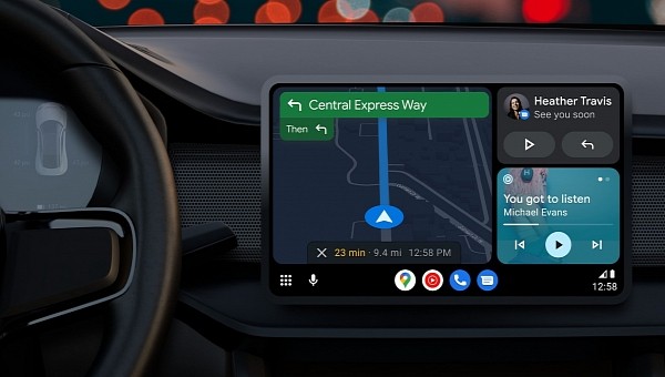 Android Auto Coolwalk enabled on a screen with landscape aspect ratio