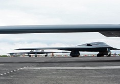 Three B-2 Spirits on the Ground Look Like Pancakes on a Plate
