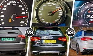 Three Generations of Audi RS3 Get Sound and Performance Comparison
